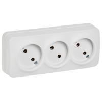 купить Глори белый розетка открытая 3-мест IP20  в Йошкар-Оле Глори белый розетка открытая 3-мест IP20