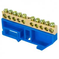 Шина нулевая 8*12 10групп DIN-изолятор синий на DIN-рейку EKF 