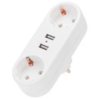 купить Разветвитель 2-мест 16А заземление 2*USB белый прямоугольник пластик Rexant  в Йошкар-Оле Разветвитель 2-мест 16А заземление 2*USB белый прямоугольник пластик Rexant