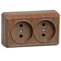 купить Октава дуб розетка открытая 2-мест IP20  в Йошкар-Оле Октава дуб розетка открытая 2-мест IP20