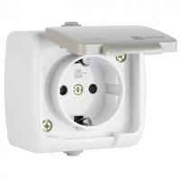 купить Мурманск серый розетка открытая 1-мест заземление с крышкой шторки IP54  в Йошкар-Оле Мурманск серый розетка открытая 1-мест заземление с крышкой шторки IP54