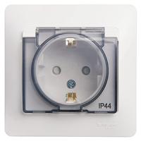 купить Глосса белый розетка скрытая 1-мест заземление с крышкой шторки IP44 в сборе в Йошкар-Оле Глосса белый розетка скрытая 1-мест заземление с крышкой шторки IP44 в сборе