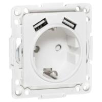 Стокгольм белый механизм розетки скрытая 1-мест заземление шторки USB IP20 