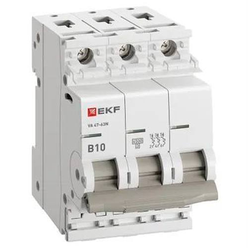 Автомат 3Р 10А B 4,5кА ВА47-63N EKF PROxima 