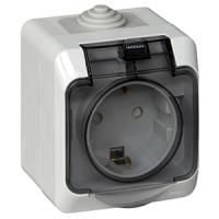 купить Этюд серый розетка открытая 1-мест заземление с крышкой шторки IP44  в Йошкар-Оле Этюд серый розетка открытая 1-мест заземление с крышкой шторки IP44