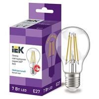 Лампа свд Е27 7Вт 4000К 840лм стандарт А60 прозрачная филамент  IEK