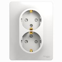 Глосса белый розетка скрытая 2-мест заземление шторки IP20 