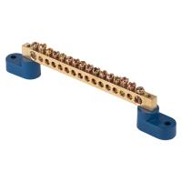 Шина нулевая 8*12 16групп 2 угловых изолятора синий  EKF