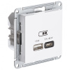 купить Атлас белый розетка USB type-A+type-C скрытая 2-ая тип-C 45Вт в Йошкар-Оле Атлас белый розетка USB type-A+type-C скрытая 2-ая тип-C 45Вт