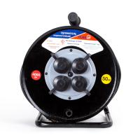 купить Удлинитель 4-мест 50м КГ 3*2,5 черный катушка металл IP44 PlexUp 4000Вт в Йошкар-Оле Удлинитель 4-мест 50м КГ 3*2,5 черный катушка металл IP44 PlexUp 4000Вт