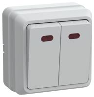 купить Октава выключатель открытая белый 2кл 10А с подсветкой IP20  в Йошкар-Оле Октава выключатель открытая белый 2кл 10А с подсветкой IP20