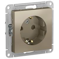 AtlasDesign шампань розетка скрытая 1-мест заземление шторки IP20 