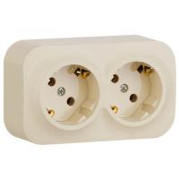 купить Кутео слоновая кость розетка открытая 2-мест заземление IP20 в Йошкар-Оле Кутео слоновая кость розетка открытая 2-мест заземление IP20