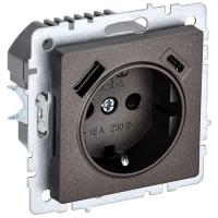 BRITE Роз. с з/к/ш 16А с USB A+C 18Вт РЮш11-1-БрТБ бр. IEK