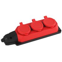 купить Колодка 3-мест 16А красный каучук заземление IP44 ЭРА  в Йошкар-Оле Колодка 3-мест 16А красный каучук заземление IP44 ЭРА