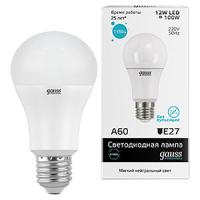 Лампа светодиодная 220В Е27 12Вт 4100К 1170лм стандарт A60 матовая Gauss 