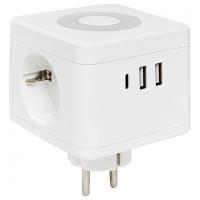 купить Разветвитель 2-мест 16А заземление 2*USB белый квадрат пластик EKF +ночник в Йошкар-Оле Разветвитель 2-мест 16А заземление 2*USB белый квадрат пластик EKF +ночник