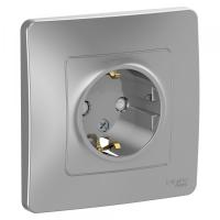 купить Бланка алюминий розетка скрытая 1-мест заземление шторки IP20 в Йошкар-Оле Бланка алюминий розетка скрытая 1-мест заземление шторки IP20