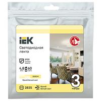 Лента свд 12В 4,8Вт/м 60свд/м 3000К 2835 IP20 IEK 3м