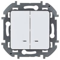 купить Инспириа белый выключатель 2кл с подсветкой скрытая 10А IP20  в Йошкар-Оле Инспириа белый выключатель 2кл с подсветкой скрытая 10А IP20