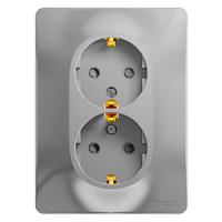 купить Глосса алюминий розетка скрытая 2-мест заземление шторки IP20  в Йошкар-Оле Глосса алюминий розетка скрытая 2-мест заземление шторки IP20