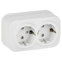 купить Глори белый розетка открытая 2-мест заземление шторки IP20  в Йошкар-Оле Глори белый розетка открытая 2-мест заземление шторки IP20