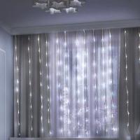 Гирлянда занавес 2*2м белый 240свд с контроллером IP20 прозрачный провод 8 режимов