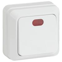 купить Квадро белый выключатель 1кл с подсветкой открытая 10А IP20  в Йошкар-Оле Квадро белый выключатель 1кл с подсветкой открытая 10А IP20