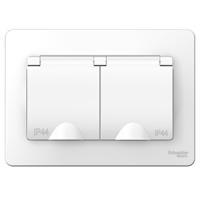 купить Бланка белый розетка скрытая 2-мест заземление с крышкой шторки IP44  в Йошкар-Оле Бланка белый розетка скрытая 2-мест заземление с крышкой шторки IP44