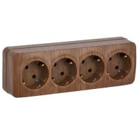 купить Глори дуб розетка открытая 4-мест заземление IP20 в Йошкар-Оле Глори дуб розетка открытая 4-мест заземление IP20