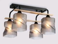 купить Светильник потолочный (люстра) 4*40Вт E27 черный/дерево в Йошкар-Оле Светильник потолочный (люстра) 4*40Вт E27 черный/дерево