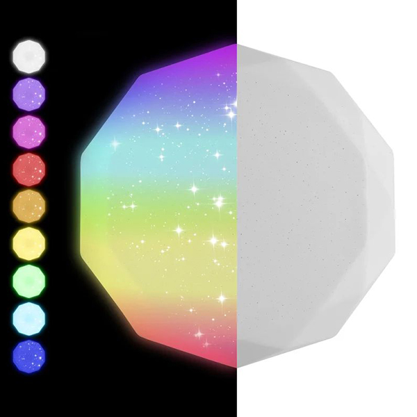Светильник потолочный свд 60Вт 2700-6500К 4400лм многогранник белый пульт ДУ RGB