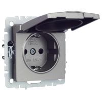 купить Брайт сталь розетка скрытая 1-мест заземление с крышкой шторки IP20  в Йошкар-Оле Брайт сталь розетка скрытая 1-мест заземление с крышкой шторки IP20