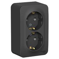 купить Бланка антрацит розетка открытая 2-мест заземление IP20  в Йошкар-Оле Бланка антрацит розетка открытая 2-мест заземление IP20