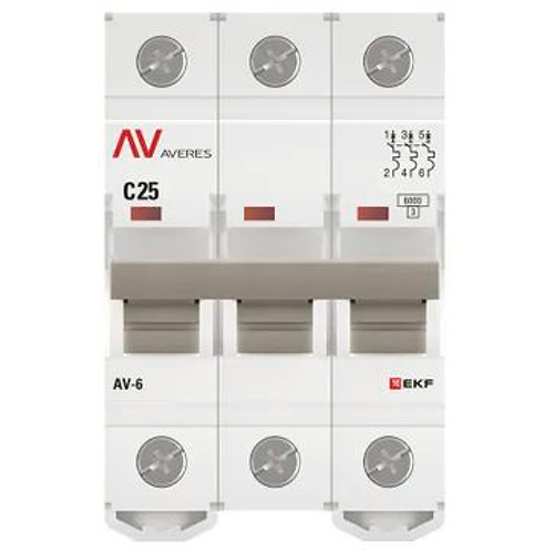 купить Автомат 3Р 25А C 6кА AV-6 EKF Averes  в Йошкар-Оле Автомат 3Р 25А C 6кА AV-6 EKF Averes