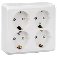 купить Этюд белый розетка открытая 4-мест заземление шторки IP20  в Йошкар-Оле Этюд белый розетка открытая 4-мест заземление шторки IP20