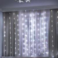 купить Гирлянда занавес 3*3м белый 300свд с контроллером IP20 прозрачный провод 8 режимов в Йошкар-Оле Гирлянда занавес 3*3м белый 300свд с контроллером IP20 прозрачный провод 8 режимов