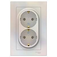 купить Атлас жемчуг розетка скрытая 2-мест заземление IP20  в Йошкар-Оле Атлас жемчуг розетка скрытая 2-мест заземление IP20