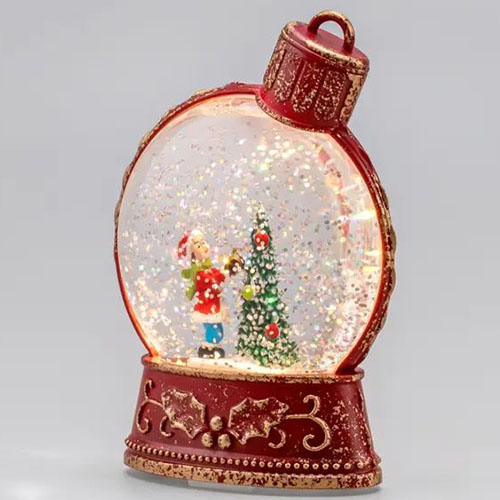 Светильник "Елочный шар" 10,6х13,5х4,2см 1свд белый с эффектом снегопада 2хААА