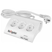 купить Удлинитель 5-мест 1,8м ПВС 3*1 белый выкл 2*USB Navigator   в Йошкар-Оле Удлинитель 5-мест 1,8м ПВС 3*1 белый выкл 2*USB Navigator