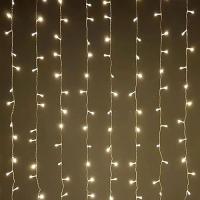 Гирлянда занавес 1,5*1,5м теплый белый 368свд IP20 прозрачный провод (до 8мод)