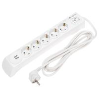 купить Фильтр сетевой 5-мест 3м ПВС 3*1,5 белый выкл USB Kranz  в Йошкар-Оле Фильтр сетевой 5-мест 3м ПВС 3*1,5 белый выкл USB Kranz