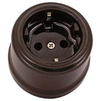 купить Болонь коричневый розетка открытая 1-мест заземление IP20 фарфор в Йошкар-Оле Болонь коричневый розетка открытая 1-мест заземление IP20 фарфор