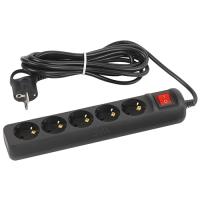 купить Удлинитель 5-мест 5м ПВС 3*0,75 черный выкл ЭРА   в Йошкар-Оле Удлинитель 5-мест 5м ПВС 3*0,75 черный выкл ЭРА