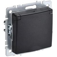 купить Брайт черный розетка скрытая 1-мест заземление с крышкой шторки IP44  в Йошкар-Оле Брайт черный розетка скрытая 1-мест заземление с крышкой шторки IP44