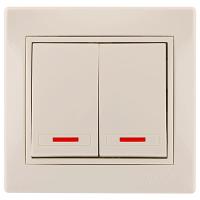 купить Мира выключатель скрытая бежевый 2кл 10А с подсветкой IP20  в Йошкар-Оле Мира выключатель скрытая бежевый 2кл 10А с подсветкой IP20