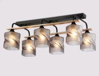 Светильник потолочный (люстра) 6*40Вт E27 черный/дерево Светильник потолочный (люстра) 6*40Вт E27 черный/дерево