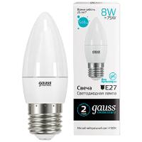 Лампа свеча свд Е27 8Вт 4100К 540лм С37 матовая Gauss 