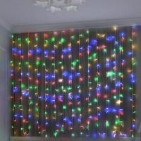 Гирлянда занавес 3*3м мульти 300свд с контроллером IP20 прозрачный провод 8 режимов