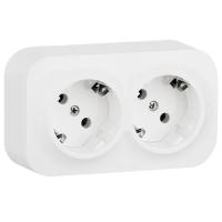 купить Кутео белый розетка открытая 2-мест заземление IP20  в Йошкар-Оле Кутео белый розетка открытая 2-мест заземление IP20